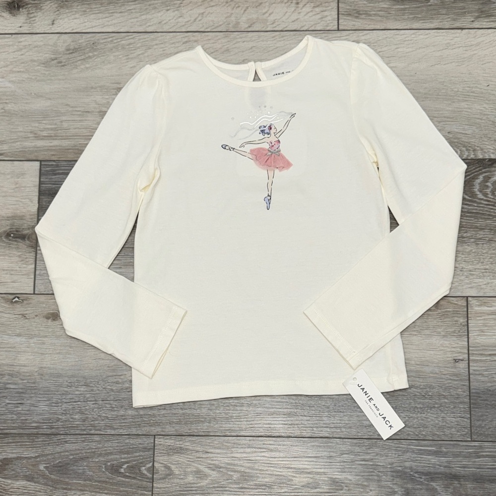 Janie and Jack White Long Sleeve Ballet Tee
